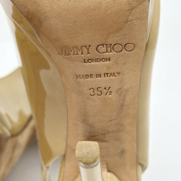 Jimmy Choo Nova Patent Leather Slingback Peep Toe Heels - Picture 12 of 12